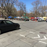 Market viewed from across the street. at Morningside Park Farmers' Market in New York City