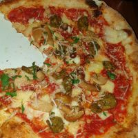 Vegan 'Bunga Bunga' pizza w/vegan sausage & mushrooms at A25 Pizzeria in Melbourne