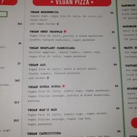 Vegan pizza menu at A25 Pizzeria in Melbourne