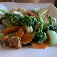 Veggies and tofu with garlic sauce. Delicious!  at Makan District in Diamond Creek