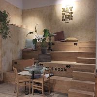 Super cozy sitting stairs at Le Pain Quotidien - Ave du Port in Brussels