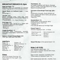 Brunch menu at The Drop Off in Bury