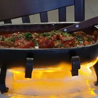 Our main course came with flames! at 4Directions in Bansko