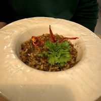 Risotto de funghi porcini, setas shiitake y verduras variadas con aceite de trufa. (Arroz integral) at La Casa Viva in Valencia