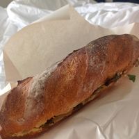 Veganes mushroom hummus baguette at Sun Cafe in Koh Phangan