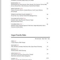 Current vegan menu oct 22  at Cove in Waipu