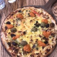 Greek vegan pizza  at Cove in Waipu