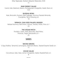 Most recent vegan menu as per their Facebook page at Cove in Waipu