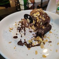 Delicious! Brownie+ ice cream+ cream at Veganerie - Silom in Bangkok