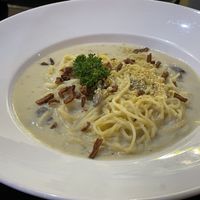 Carbonara spaghetti, 260 baht  at Veganerie - Silom in Bangkok