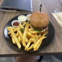 Burger with Teryaki sauce and pineapple   at Veganerie - Silom in Bangkok