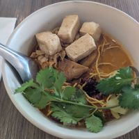 Khao soi with tofu noodles at Veganerie - Silom in Bangkok