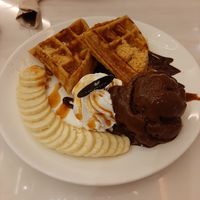 Banoffie waffles with choc ice cream at Veganerie - Silom in Bangkok