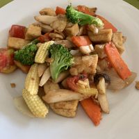 Garlic and black pepper tofu and veg. Amazing! at Pure Joy in Koh Phangan