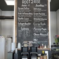 Menu board   at Root2Rise Wellness in Greenwood