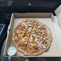 1/2 georgia peach 1/2 buffalo ranchh  at Plant Based Pizzeria in Atlanta