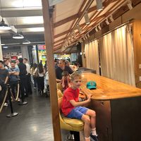 Some of the seating at mŏkbar in New York City