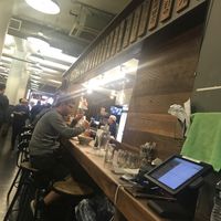 Bar seating at mŏkbar in New York City