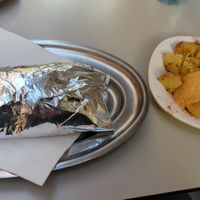 Dürüm falafel with batatas brevas. at Perejil in Barcelona