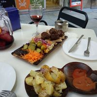 Falafel plate with Sangria at Perejil in Barcelona