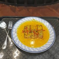 Friend tofu in spicy curry sauce at Yo Vegetarian - Central Floresta in Phuket