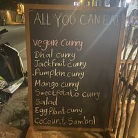 The menu  at Dhana's Curry Pot in Mirissa