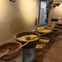 Rice / curry / popadoms / roti   at Dhana's Curry Pot in Mirissa