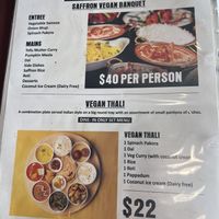 Vegan menu 1/2024  at Saffron Indian Cuisine in Geelong