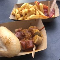 Currywurst with Fries  at Curry am Schloss in Dresden