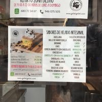 Carta vegana at Gelati Gelati in Bilbao