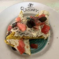 Hummus toast  at Racines in Lausanne