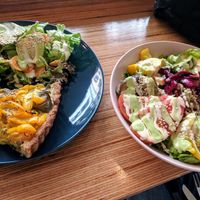 Quiche and a Buddha bowl at Racines in Lausanne