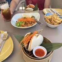 Bao and vegetable bowl  at Tuká Tulá in Sao Miguel