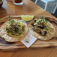 Mushroom tacos with avocado crème  at Tuká Tulá in Sao Miguel