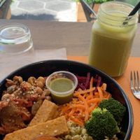 Food Bowl and power smoothie. at Copper Branch in Nice