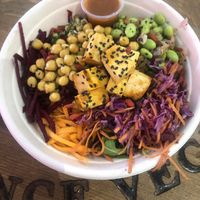 Asian fusion bowl with smoked tofu at Copper Branch in Nice