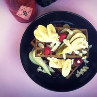 Buckwheat waffles at BioBio in Riga