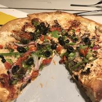 Veggé pizza with vegan cheese  at Attaboy Pizza in Quebec