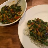 Delicious Eggplant and Kale at Zaika in Littleton