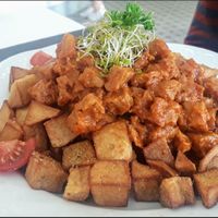 Veganized typical Hungarian dish at Magora in Vac
