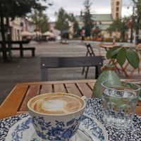 Cappuccino with plant milk in Central Liptov at Kulturne Centrum Dieradosveta in Liptovsky Mikulas