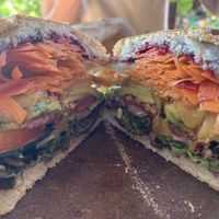 Vegan sandwich at CocoFam in Puerto Escondido