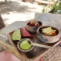 Taco Rosa and taco verde with included guacamole and salads  at CocoFam in Puerto Escondido