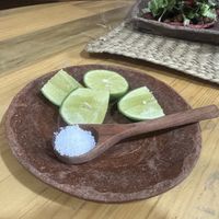 Cute set up for lime and salt  at CocoFam in Puerto Escondido