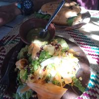 taco verde y traditionale torta at CocoFam in Puerto Escondido
