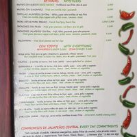 Menu 1 at Jalapeños Central in Alajuela
