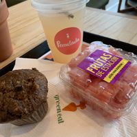 Vegan muffin/ watermelon/ juice at Green Eat Alto in Rosario