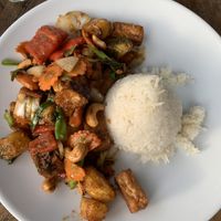 Cashew, pineapple and tofu stir fry  at Samui Thai in Manuel Antonio