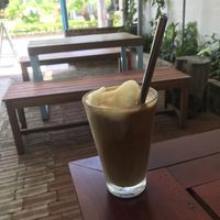 Vegan iced coconut coffee  at Coffee Station in Phong Nha