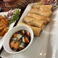 Vegan spring rolls  at Coffee Station in Phong Nha